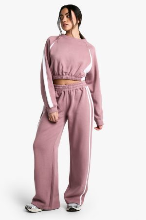 Panelled Cropped Wide Leg Tracksuit