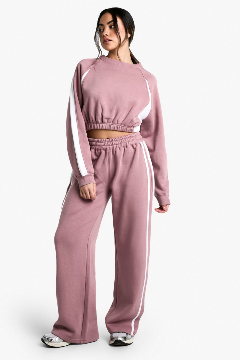 Panelled Cropped Wide Leg Tracksuit