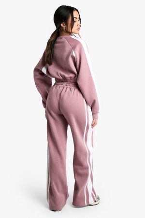 Panelled Cropped Wide Leg Tracksuit