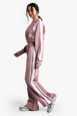 Panelled Cropped Wide Leg Tracksuit