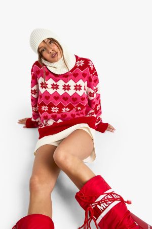 Christmas Fairisle Heart Knitted Jumper