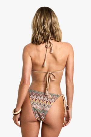 Zig Zag Knitted Triangle Bikini Top & Tie Side Bikini Bottoms Set