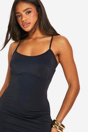 Premium Matt Slinky Seam Detail Mini Dress