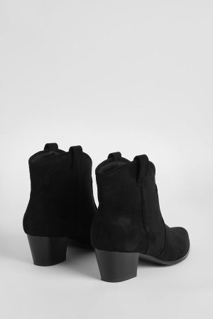 Faux Suede Western Cowboy Ankle Boots