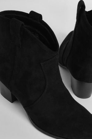 Faux Suede Western Cowboy Ankle Boots