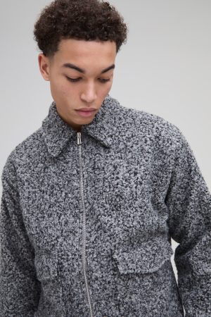 Oversized Boxy Boucle Harrington Jacket