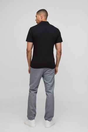 Slim Fit Jersey Short Sleeve Revere Shirt