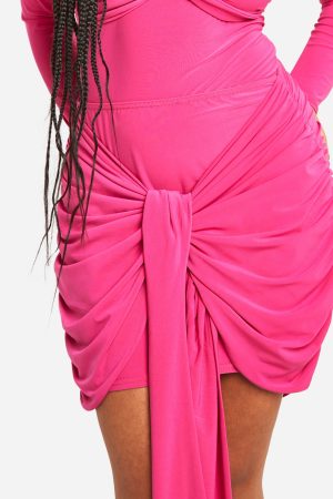 Plus Double Slinky Tie Mini Skirt