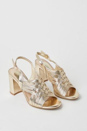 Mercury Multi Woven Strap Sling Block High Block Heel Sandals