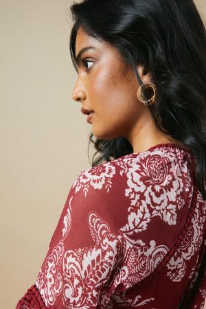Trim Insert Chiffon Mini Dress