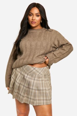 Plus Tonal Check Pleated Skort
