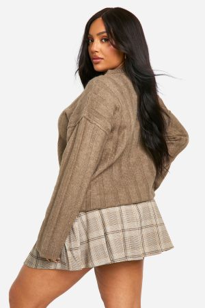 Plus Tonal Check Pleated Skort