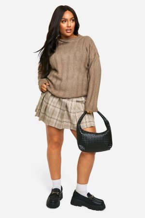 Plus Tonal Check Pleated Skort