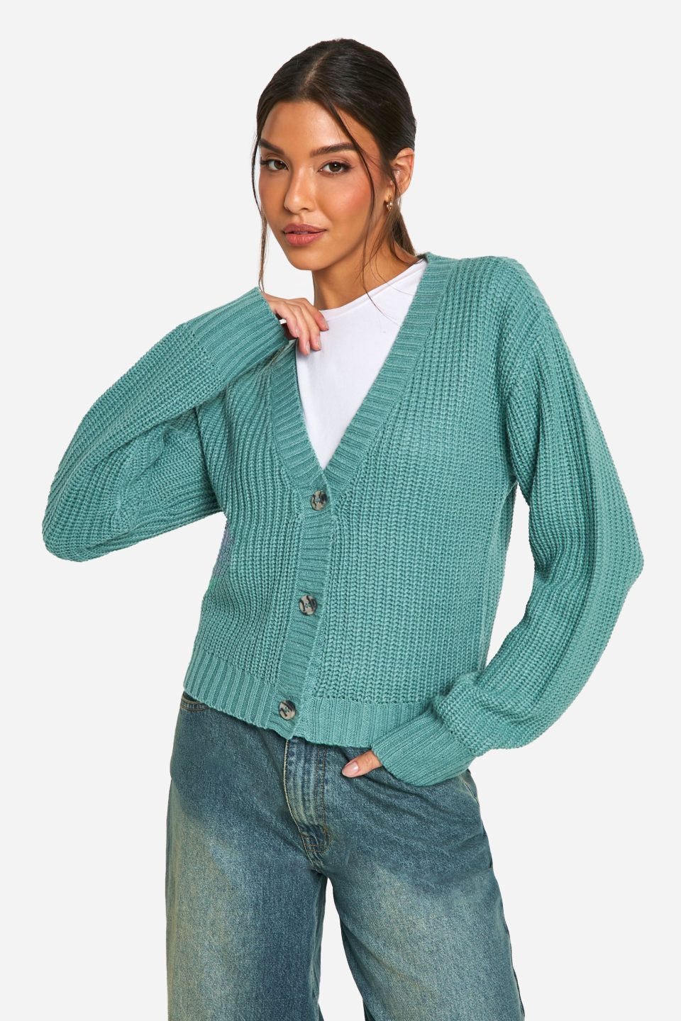 Basic Button Through Crop Cardigan