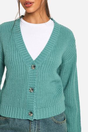 Basic Button Through Crop Cardigan