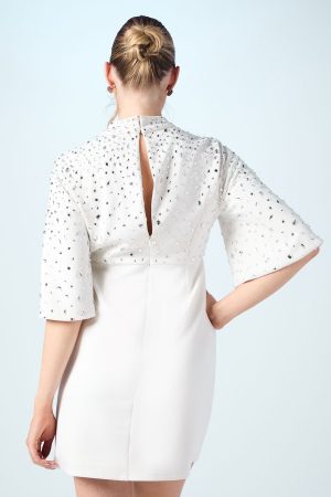 Encrusted Gem Detail Batwing Bridal Mini