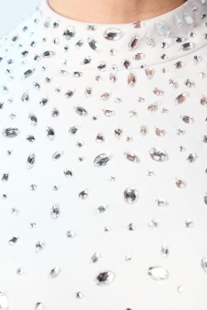 Encrusted Gem Detail Batwing Bridal Mini