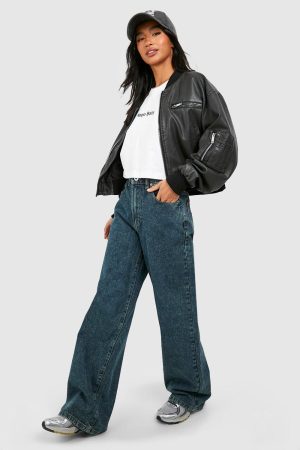 Petite 28 Inch Basics High Waisted Super Wide Leg Jeans