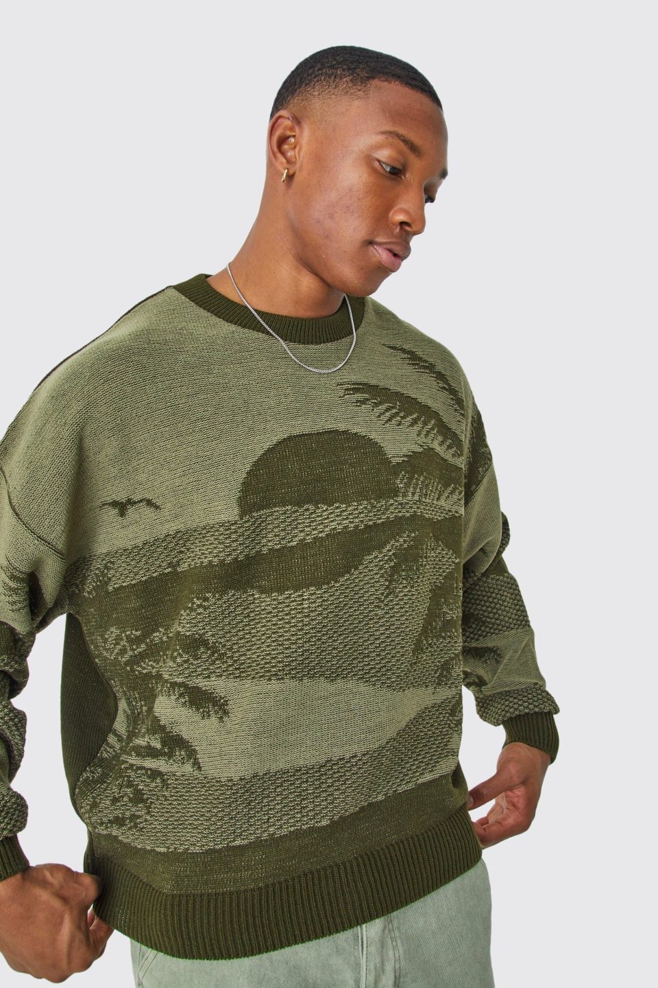 Oversized Boxy Drop Shoulder Graphic Jumper