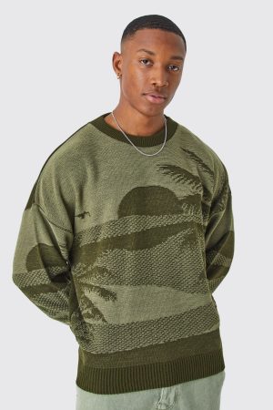 Oversized Boxy Drop Shoulder Graphic Jumper