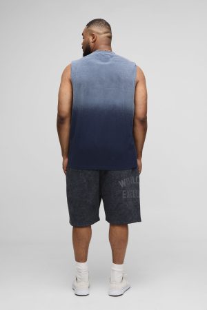 Plus Regular Fit Drop Armhole Spray Wash Tank