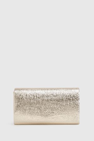 Textured Metallic Structured Clutch Bag