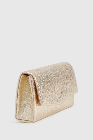 Textured Metallic Structured Clutch Bag