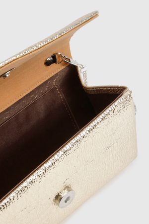 Textured Metallic Structured Clutch Bag