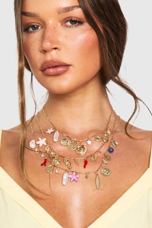 Statement 3 Pack Layered Charm Necklace