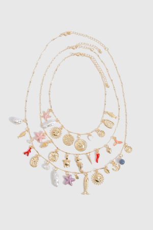Statement 3 Pack Layered Charm Necklace