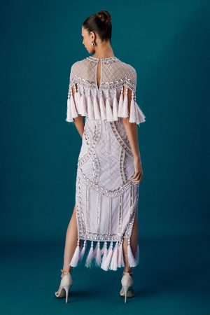 Tassel Cape Sequin Maxi Dress