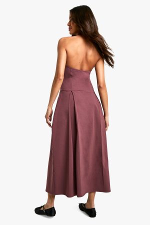 Bengaline Halter Neck Midaxi Skater Dress