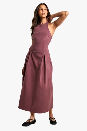 Bengaline Halter Neck Midaxi Skater Dress