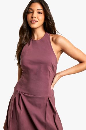Bengaline Halter Neck Midaxi Skater Dress