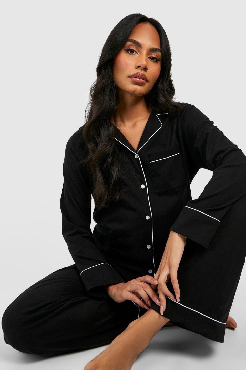Maternity Jersey Piping Button Trouser Pyjama Set