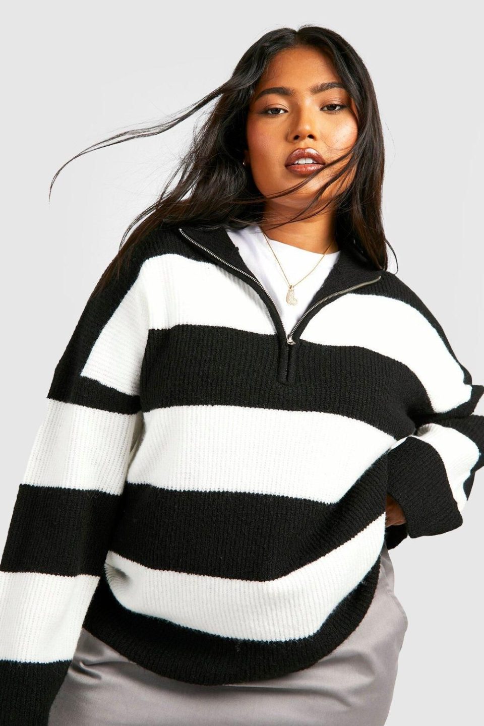 Plus Half Zip Soft Knit Jumper