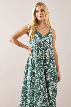 Petite Tropical Floral Midaxi Swing Dress