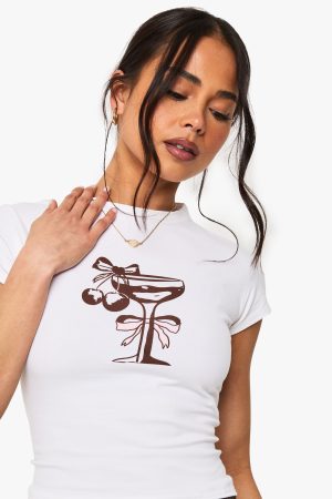Cocktail Bow Fitted Baby Tee
