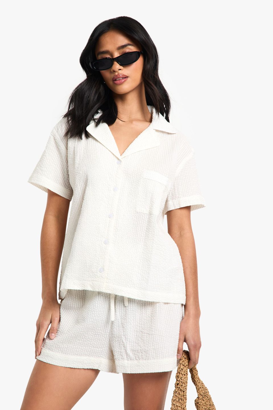 Petite Seersucker Stripe Trouser Co Ord