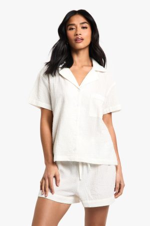 Petite Seersucker Stripe Trouser Co Ord
