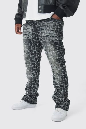 Plus Extreme Patchwork Double Layered Flared Jeans