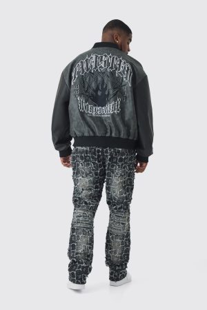 Plus Extreme Patchwork Double Layered Flared Jeans
