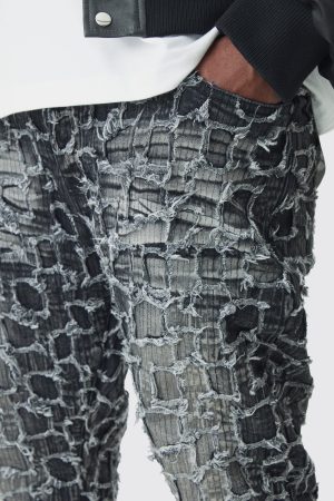 Plus Extreme Patchwork Double Layered Flared Jeans