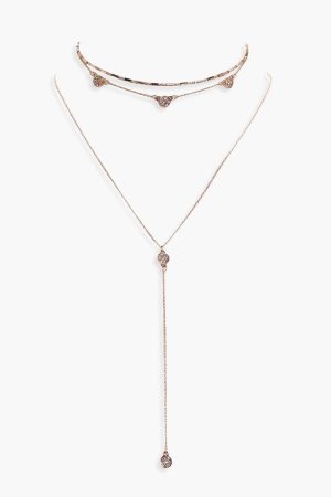 Diamante Chain Choker & Plunge Necklace