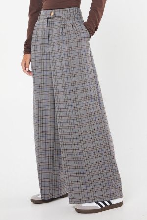 Petite Tab Detail Wide Leg Trouser