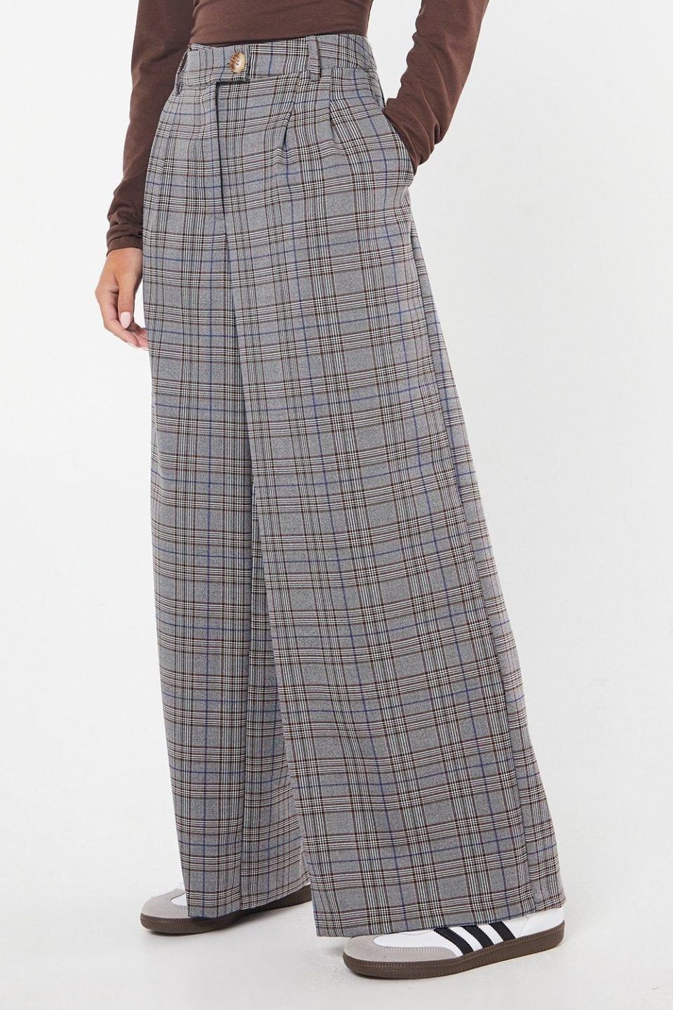 Petite Tab Detail Wide Leg Trouser