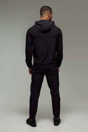 Man Active Pro Stretch Woven Zip Through Hooded Tracksuit