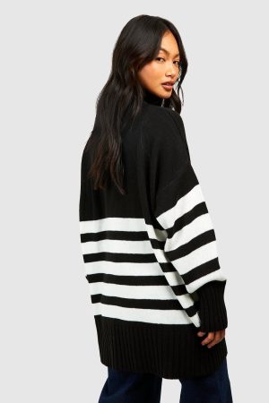 High Neck Stripe Jumper