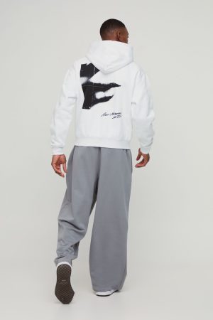 Oversized Boxy Abstract Box Graphic Hoodie