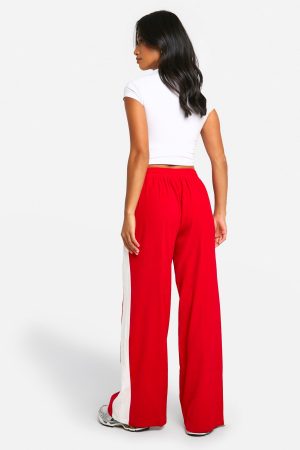 Petite Contrast Stripe Wide Leg Crepe Trouser